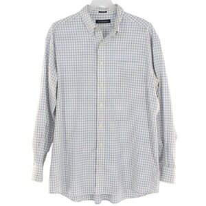 Hathaway Button Down Shirt Non-Iron Check Pattern XL Blue Yellow